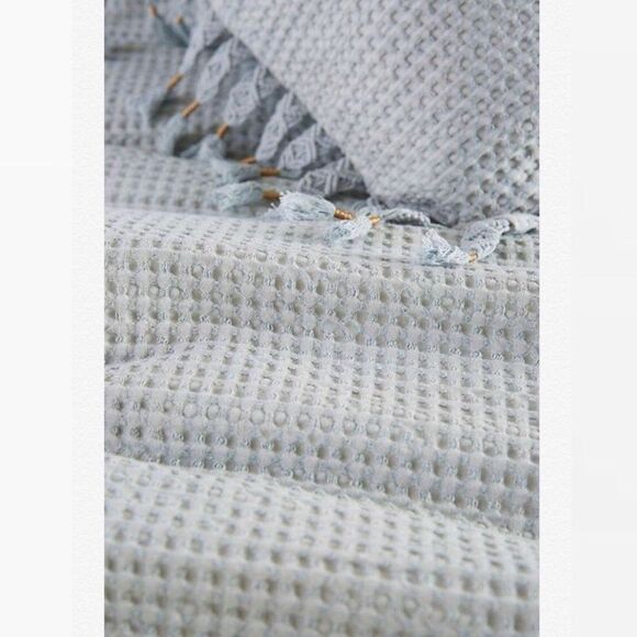 Anthropologie Arienne Textured Tassel Duvet Cover - Picture 3 of 8